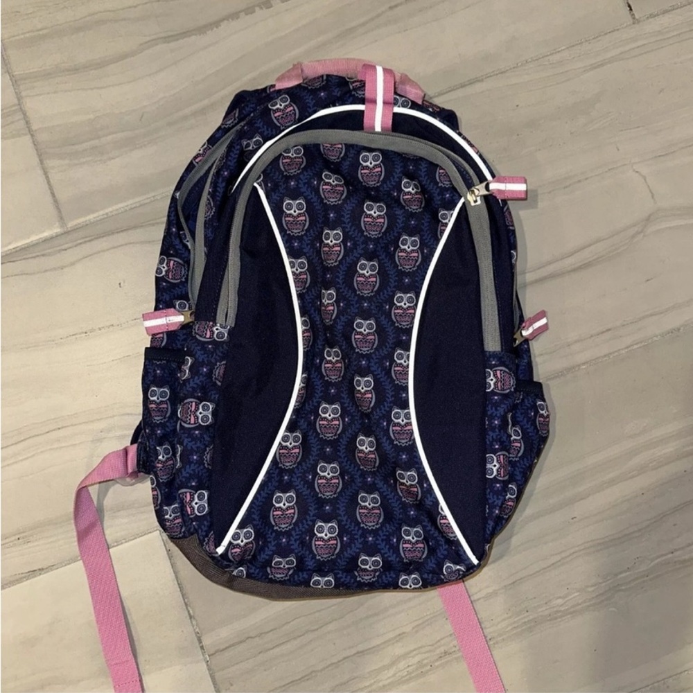 Garnet Hill Kids Navy and Pink Owl Backpack